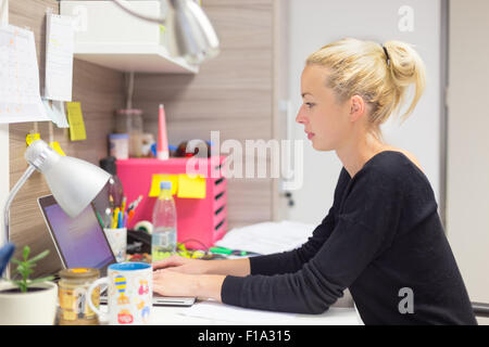 Businesswoman working on computer in office. Stock Photo