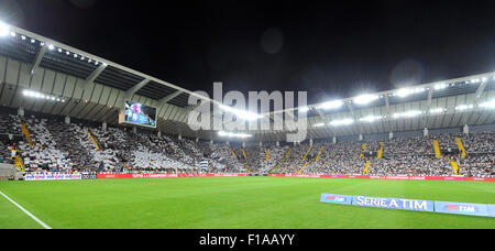 Udine, Italy. 30th August, 2015. General view of the new Friuli Stadium during the Italian Serie A TIM football match between Udinese and Palermo at Friuli Stadium on 30th August 2015. The new stadium has no more barriers between the fans and the field. photo Simone Ferraro / Alamy Live News Stock Photo