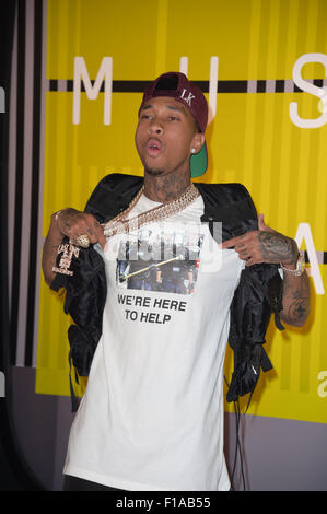 Los Angeles, California, USA. 30th Aug, 2015. Rapper Tyga arrives at the 2015 MTV Video Music Awards at Microsoft Theatre in Los Angeles, USA, on 30 August 2015. Credit:  dpa picture alliance/Alamy Live News Stock Photo