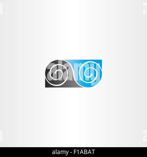 black blue infinity spiral symbol logo emblem Stock Vector