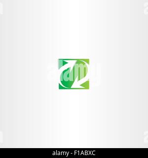 green recycle arrow square sign symbol icon Stock Vector