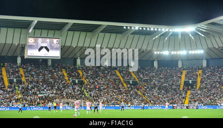 Udine, Italy. 30th August, 2015. General view of the new Friuli Stadium during the Italian Serie A TIM football match between Udinese and Palermo at Friuli Stadium on 30th August 2015. The new stadium has no more barriers between the fans and the field. photo Simone Ferraro / Alamy Live News Stock Photo