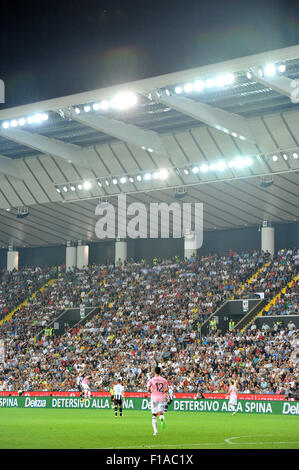 Udine, Italy. 30th August, 2015. General view of the new Friuli Stadium during the Italian Serie A TIM football match between Udinese and Palermo at Friuli Stadium on 30th August 2015. The new stadium has no more barriers between the fans and the field. photo Simone Ferraro / Alamy Live News Stock Photo