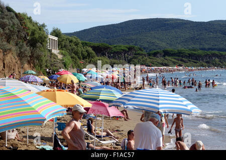 Populonia, Italy, people on Baratti Beach Stock Photo