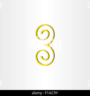 yellow number 3 three icon logo design Stock Vector