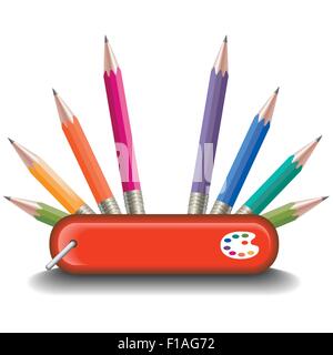 All Purpose Colored Pencil Knife Design Stock Vector
