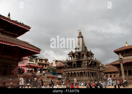 Patan Durbar Square in the centre of the city of Lalitpur in Nepal 3 months after the April 2015 earthquake Stock Photo