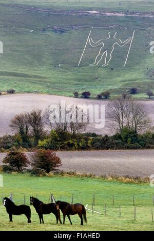 The Long Man of Wilmington. East Sussex, England. UK Stock Photo