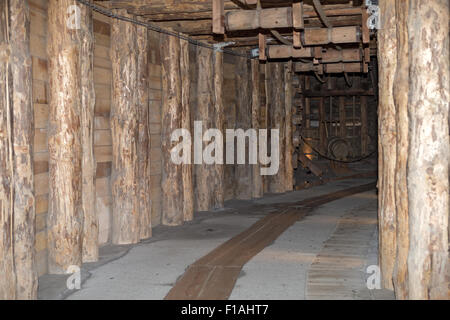 Wooden supports Upper Urszula Chamber (Komora Urszulla Gorna) , Wieliczka Salt Mine, Kopalnia Soli, near Krakow, Poland Stock Photo