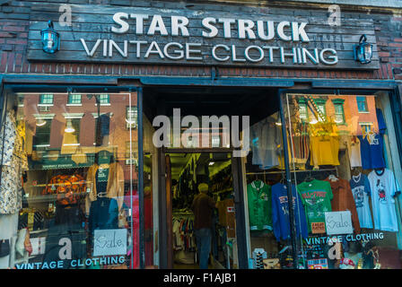 New York City, USA, Store Front, 'Star Struck' Vintage old Clothing Store in Greenwich Village, Neighborhood, District, Shop Window, 1980s business, garment shops exterior Stock Photo