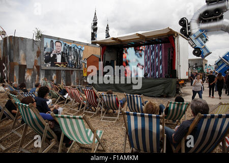 Banksy's Dismaland 'David Cameron' billboard and cinema Stock Photo