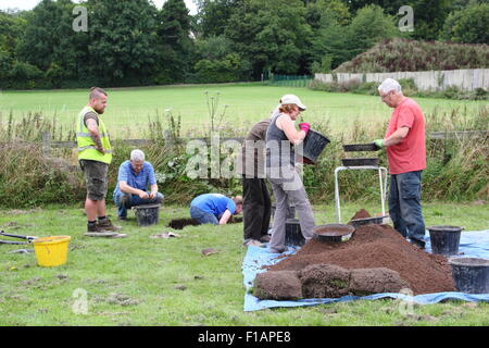 Community archaeology underway in Southwell, Nottinghamshire as part of a project to investigate a Roman settlement, England UK Stock Photo
