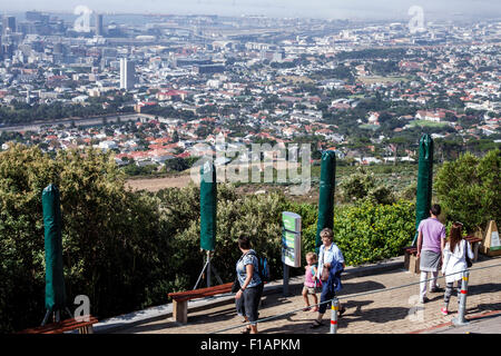 Cape Town South Africa,Table Mountain National Park,Tafelberg Road,Aerial Cable car Cableway Tramway,lower station,overlook,city bowl,downtown,view,SA Stock Photo