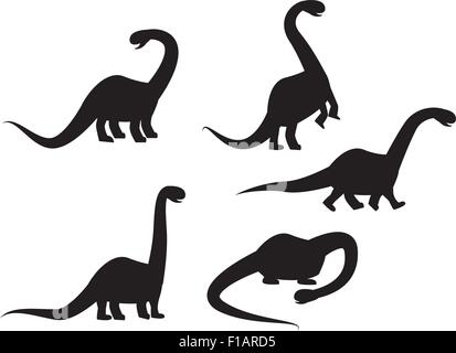 Silhouette of Brontosaurus dinosaur vector illustration Stock Vector