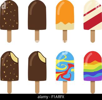 Set of ice cream bar in flat style, vector illustration Stock Vector