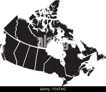 Detailed Map of Canadian Territories, each territory labeled on a separate layer Stock Vector