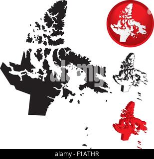 Detailed Map of Nunavut, Canada with several variations Stock Vector