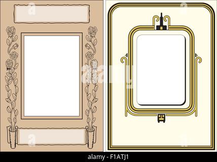 Two Vintage Photo Frames ready for your photo to be dropped in Stock Vector