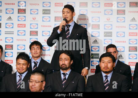 Tokyo. 31st Aug, 2015. Yoshikazu Fujita (JPN), August 31, 2015 - Rugby : Japan national rugby team head coach Eddie Jones attends a press conference in Tokyo, Japan. The Japan Rugby Association squad for the Rugby World Cup 2015 England is presented to the press in Tokyo. © Sho Tamura/AFLO SPORT/Alamy Live News Stock Photo