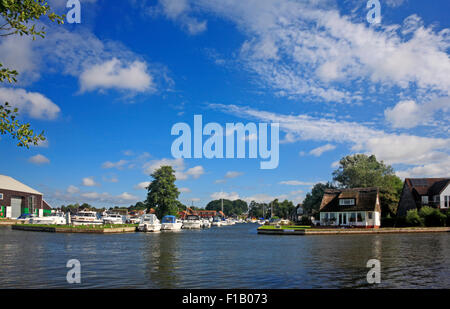 A dyke and marina off the river Bure on the Norfolk Broads at Horning, Norfolk, England, United Kingdom. Stock Photo