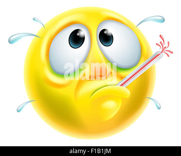 A poorly sick ill looking emoji emoticon character Stock Photo