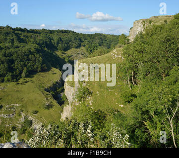 Cheddar Gorge, Mendip Hills, Somerset View into the gorge from the south side cliffs Stock Photo