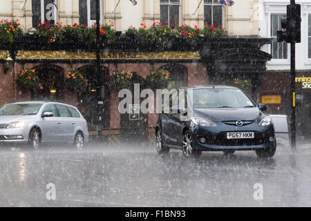Wimbledon London UK. 1st September 2015. Motorsits  are hit by torrential rain downpours in Wimbledon Town centre Credit:  amer ghazzal/Alamy Live News Stock Photo