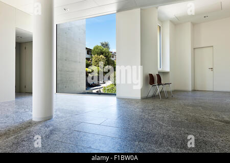building interior, granite floor, white wall Stock Photo