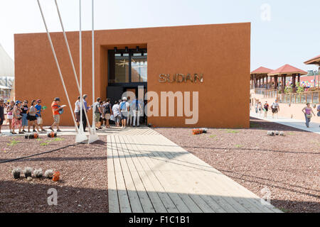 Milan, Italy, 12 August 2015: Detail of the Sudan pavilion at the exhibition Expo 2015 Italy. Stock Photo
