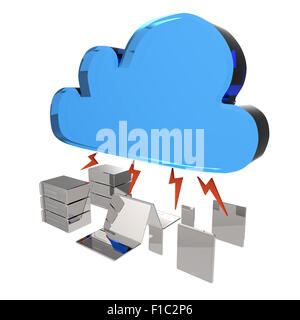 Cloud computing concept 3d on white Stock Photo