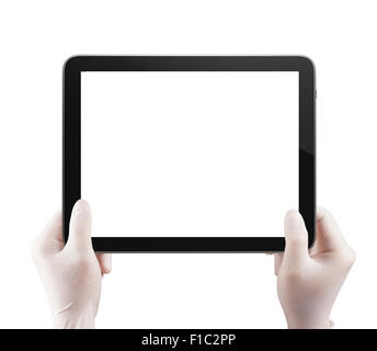 scince doctor hand using tablet computer at work Stock Photo