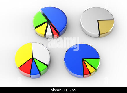 set of different pie chart on isolated background Stock Photo