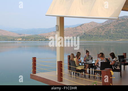 Shkodër Perla Bar Restaurant, Vau i Dejes Lake, Shkodra, Albania, Balkans, Europe Stock Photo
