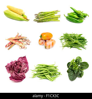 mix of fresh raw vegetables on white Stock Photo