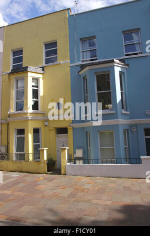 Colourful terraced houses off Portobello Road Notting Hill London Stock Photo