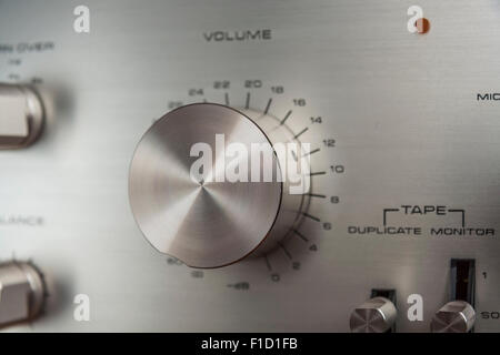 Vintage Stereo Amplifier Volume Knob Stock Photo