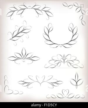 Vector seta lot of design elements with leaves and page decoration. EPS10 vector illustration Stock Vector