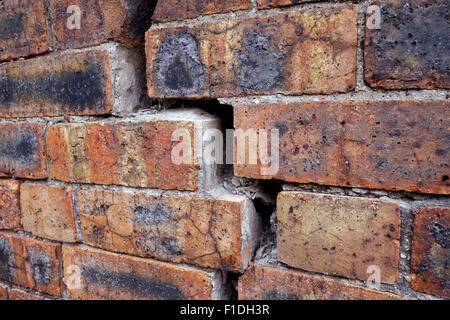Old brick wall subsidence crack cracks subsiding walls Stock Photo