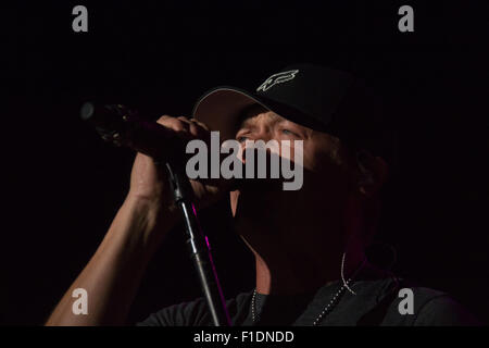 LINCOLN, CA - August 29: Brad Arnold of 3 Doors Down performs at Thunder Valley Casino Resort in in Lincoln, California on Augus Stock Photo