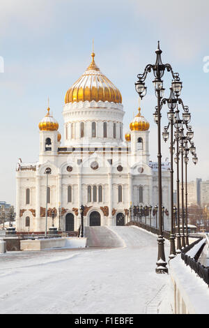 Church of Christ the Savior in Moscow at beautiful winter Stock Photo