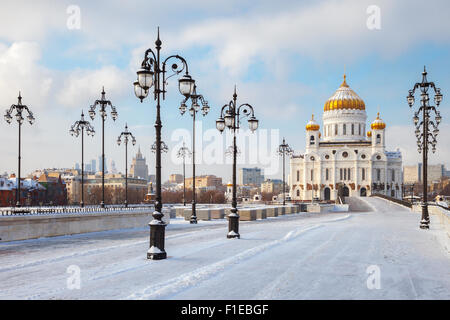 Orthodox Church of Christ the Savior in Moscow at winter Stock Photo