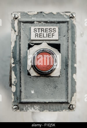 Grungy Industrial Style Stress Relief Button Stock Photo