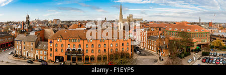 View from top of Cliffords Tower, York: York minster and city skyline Stock Photo