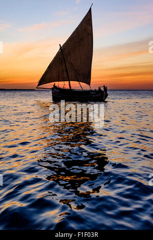 Arab Dhow Zanzibar Tanzania sunset Africa Stock Photo