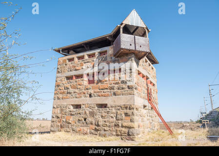 Historic blockhouse used by the British troops to guard the railway bridge at Rietrivier during the Anglo Boer War 1899-1902 Stock Photo