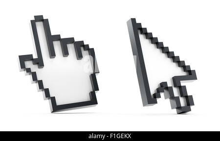 Hand and arrow cursors isolated on white background Stock Photo