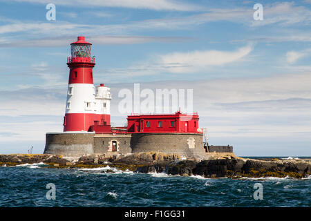 Longstone Lighthouse in the farne Islands, off the Northumbrian coast.  One time home of Grace Darling. Stock Photo