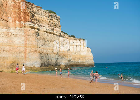 The beautiful Benagil beach in the Algarve region in Southern Portugal. Stock Photo