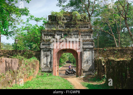 Hue Vietnam citadel, an ancient gate-house inside the gardens of the Imperial Citadel in Hue, central Vietnam. Stock Photo