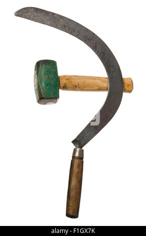 Sickle and hammer and star symbols of the Russian Revolution. Stock Photo